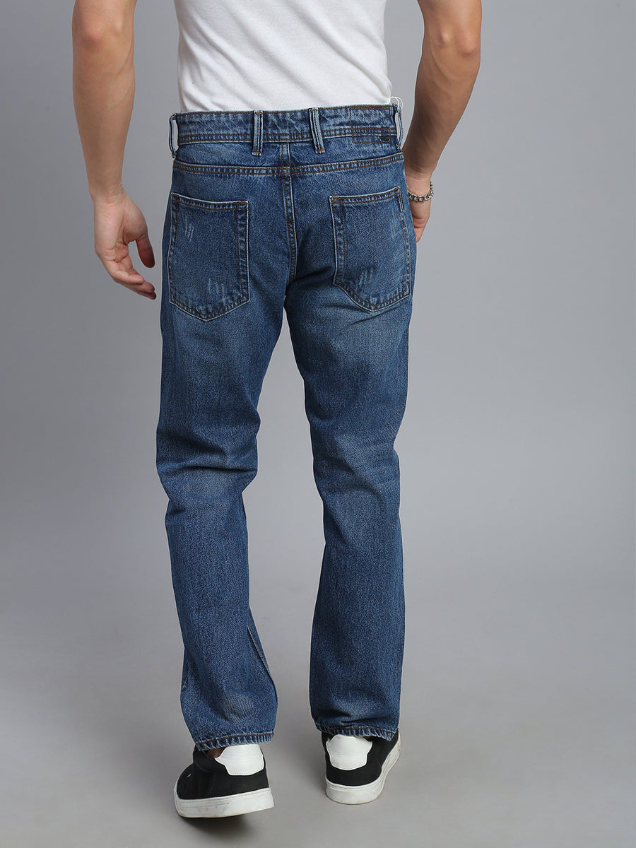Blue Ripped Comfort Fit Jeans