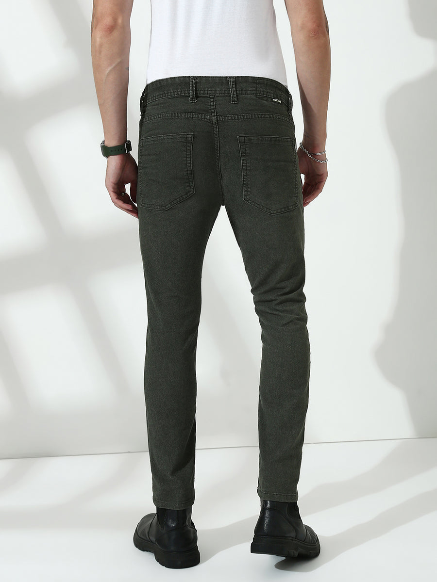 Green Poly Stretch Trapped Fit Jeans