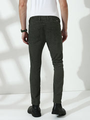 Green Poly Stretch Trapped Fit Jeans