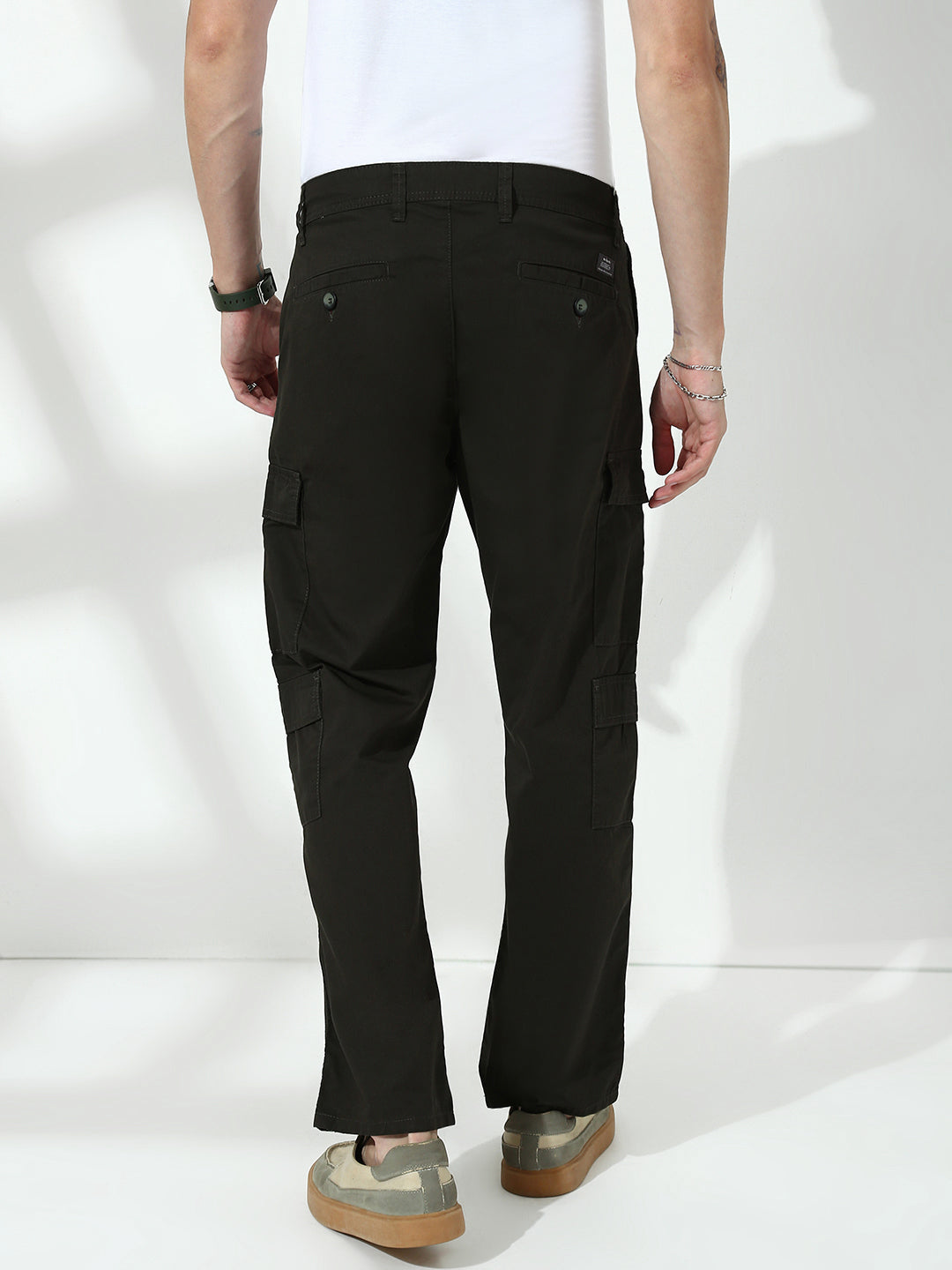 Olive Green 9 Pocket Regular Fit Cargo Paint