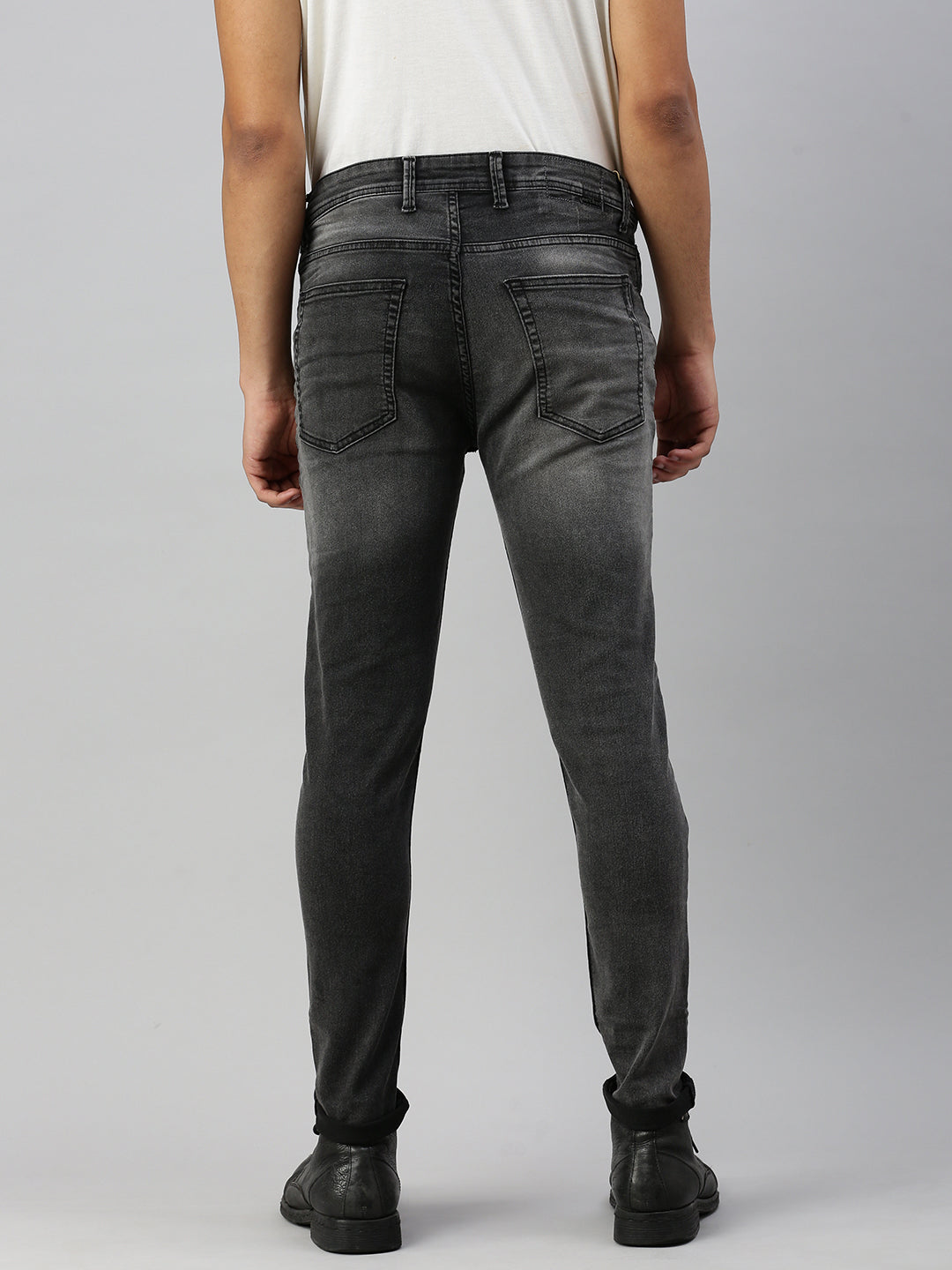 Black Gray Vintage Skinny Fit Stretchable Jeans