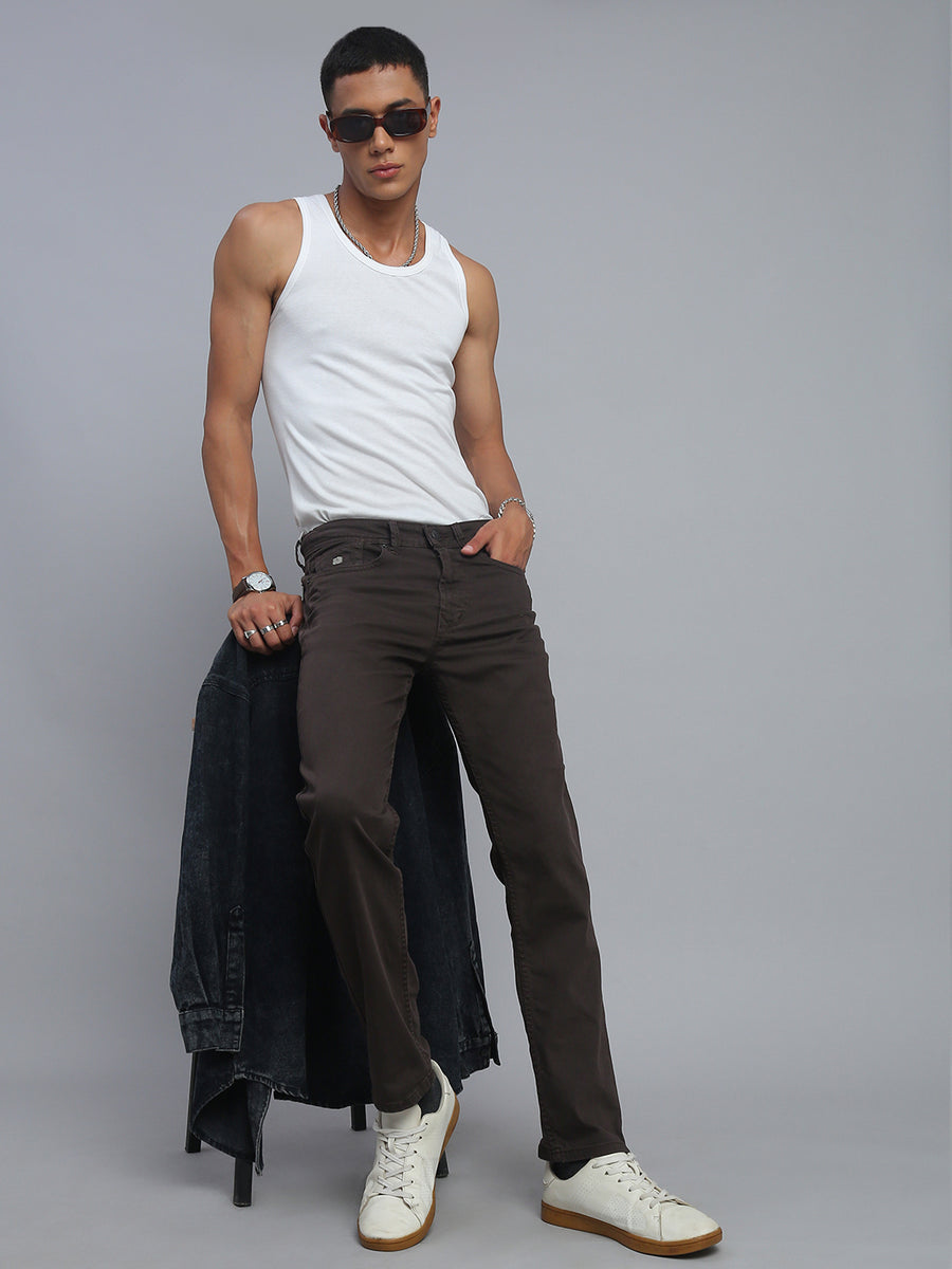 Brown Comfort Slim Fit Stretchable Jeans