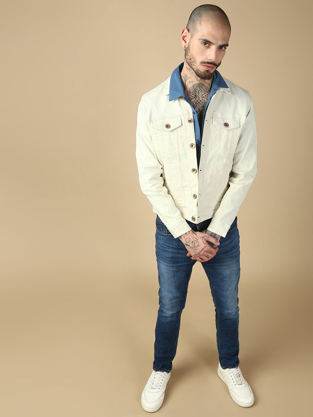 Beige Over Dyeing Slim Fit Jacket