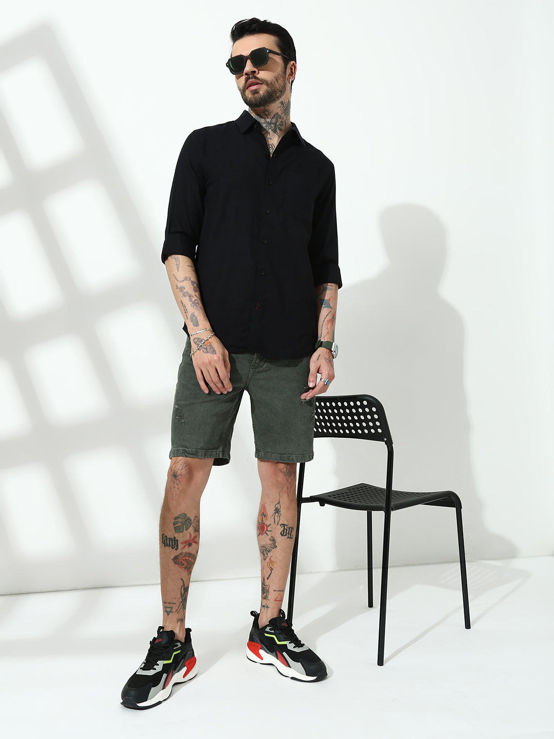 Black Full Sleeve Slim Fit Shirt Without Pocket