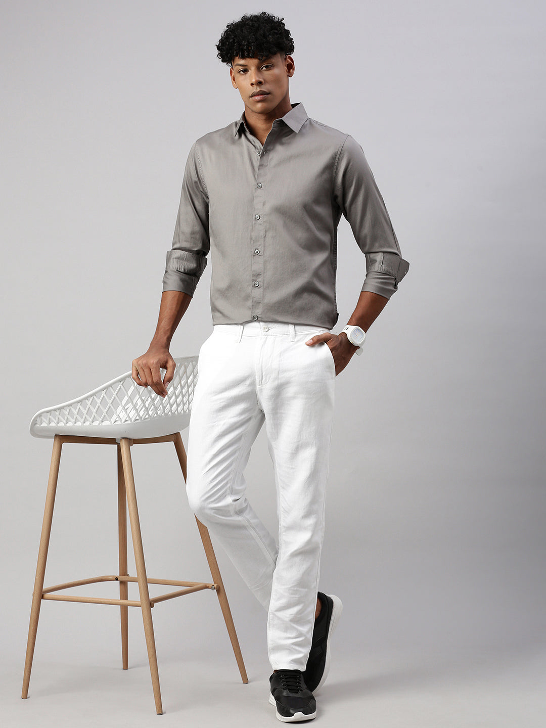 Dark Gray Full Sleeve Shartin Shirt Without Pocket