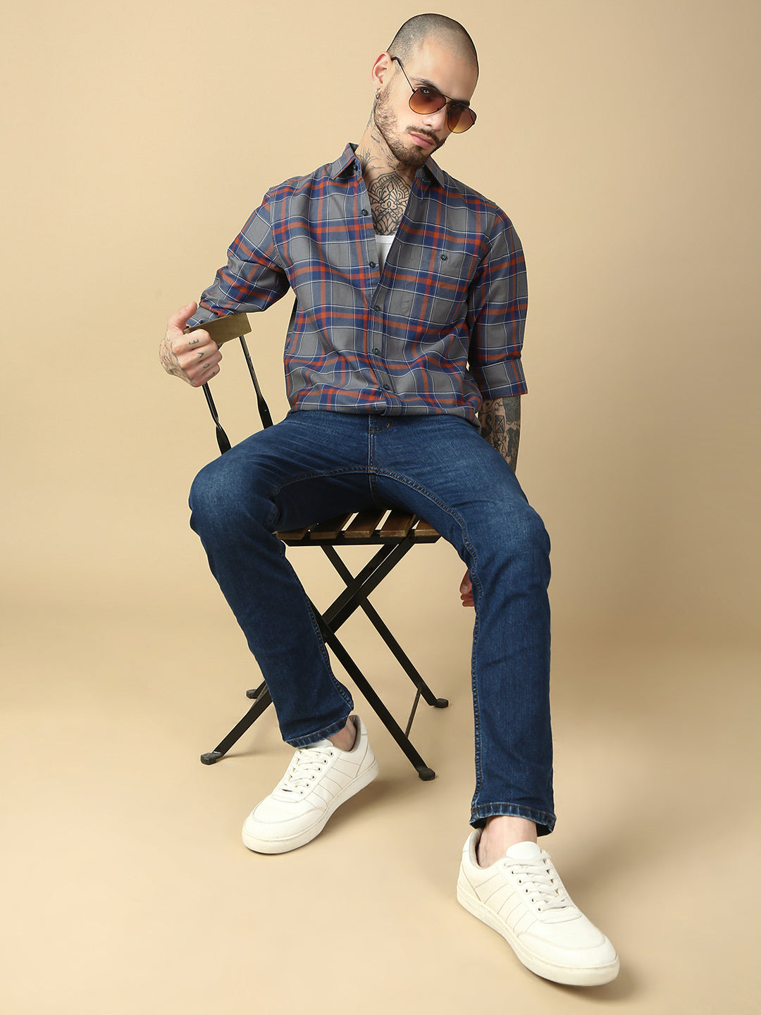 Checks Full Sleeve Relax Shirt With Pocket