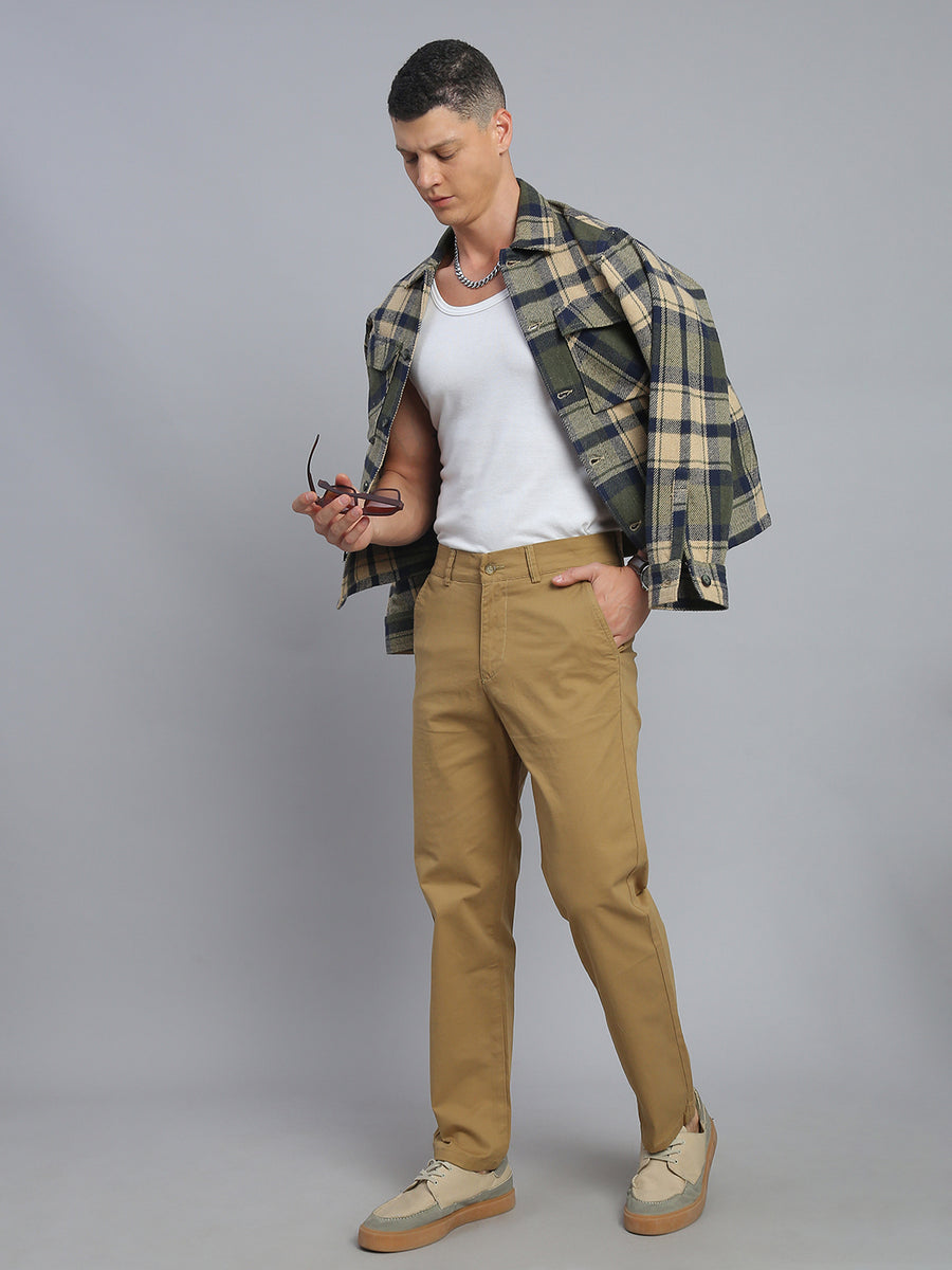 Khakhi Straight Fit Chinos Paint