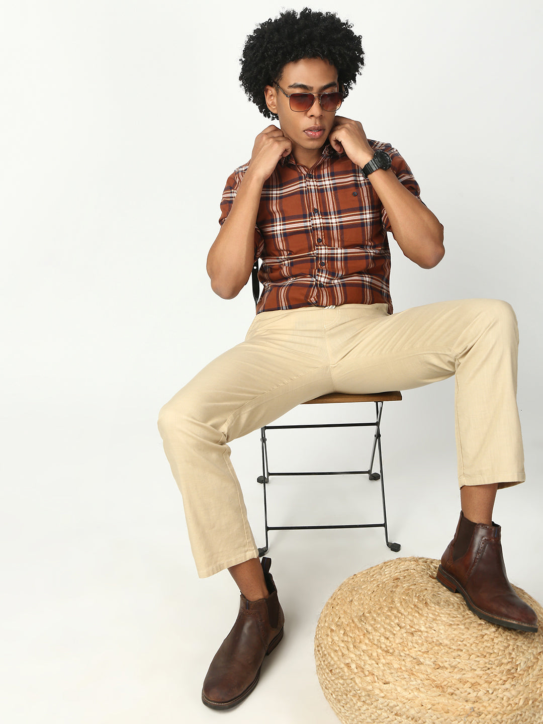 Khakhi Relax Fit Cross Pocket Cotton Pant