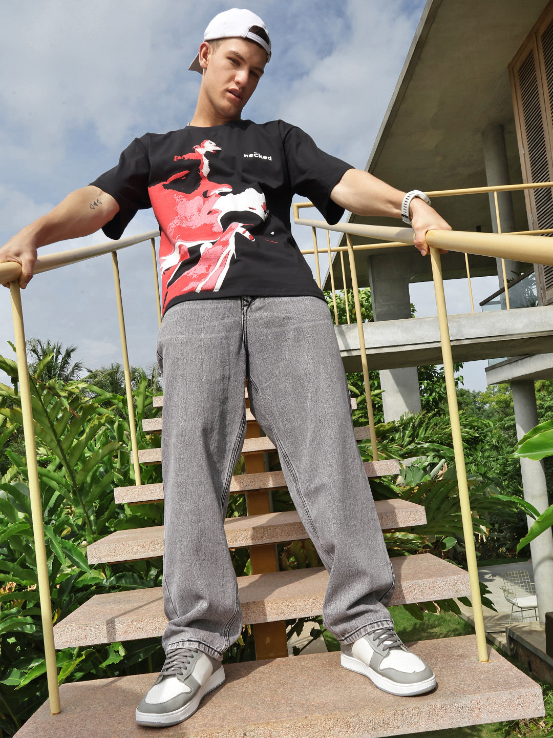Gray Loose Fit Cotton Jeans