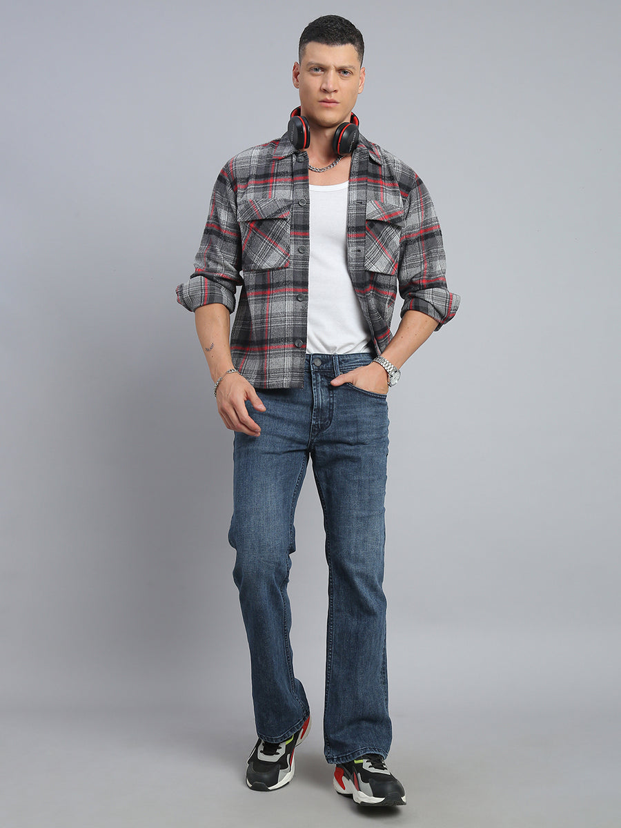 Ash Blue Boot Cut Fit Stretchable Jeans