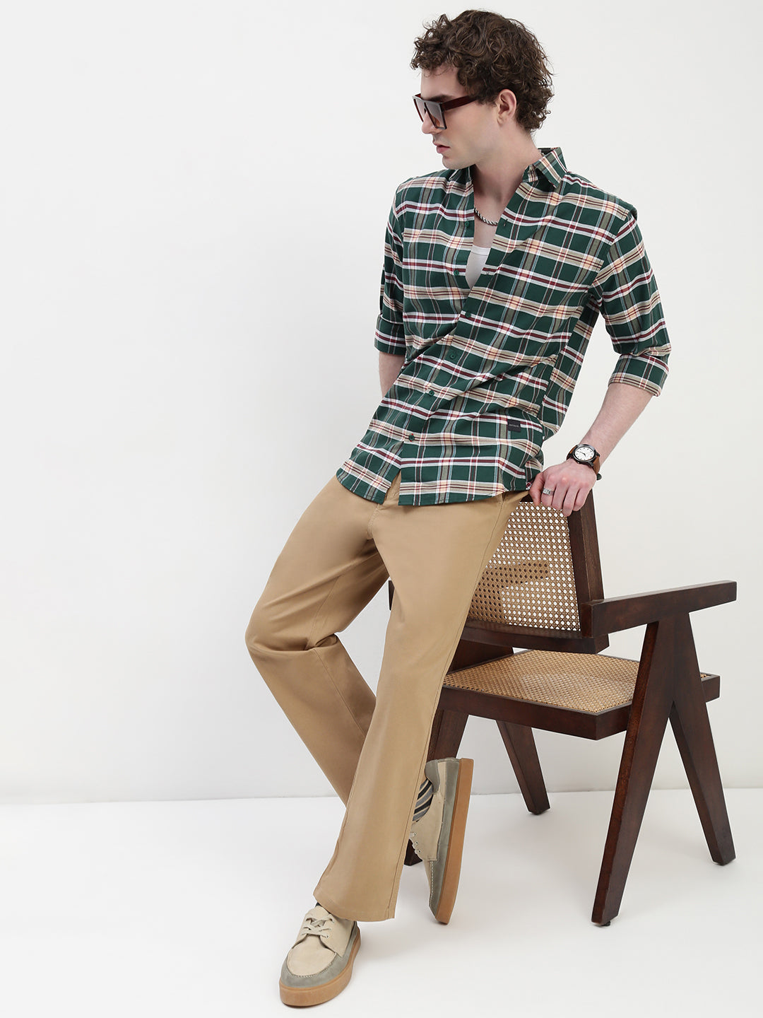 Khakhi Straight Fit Cross Pocket Cotton Pants