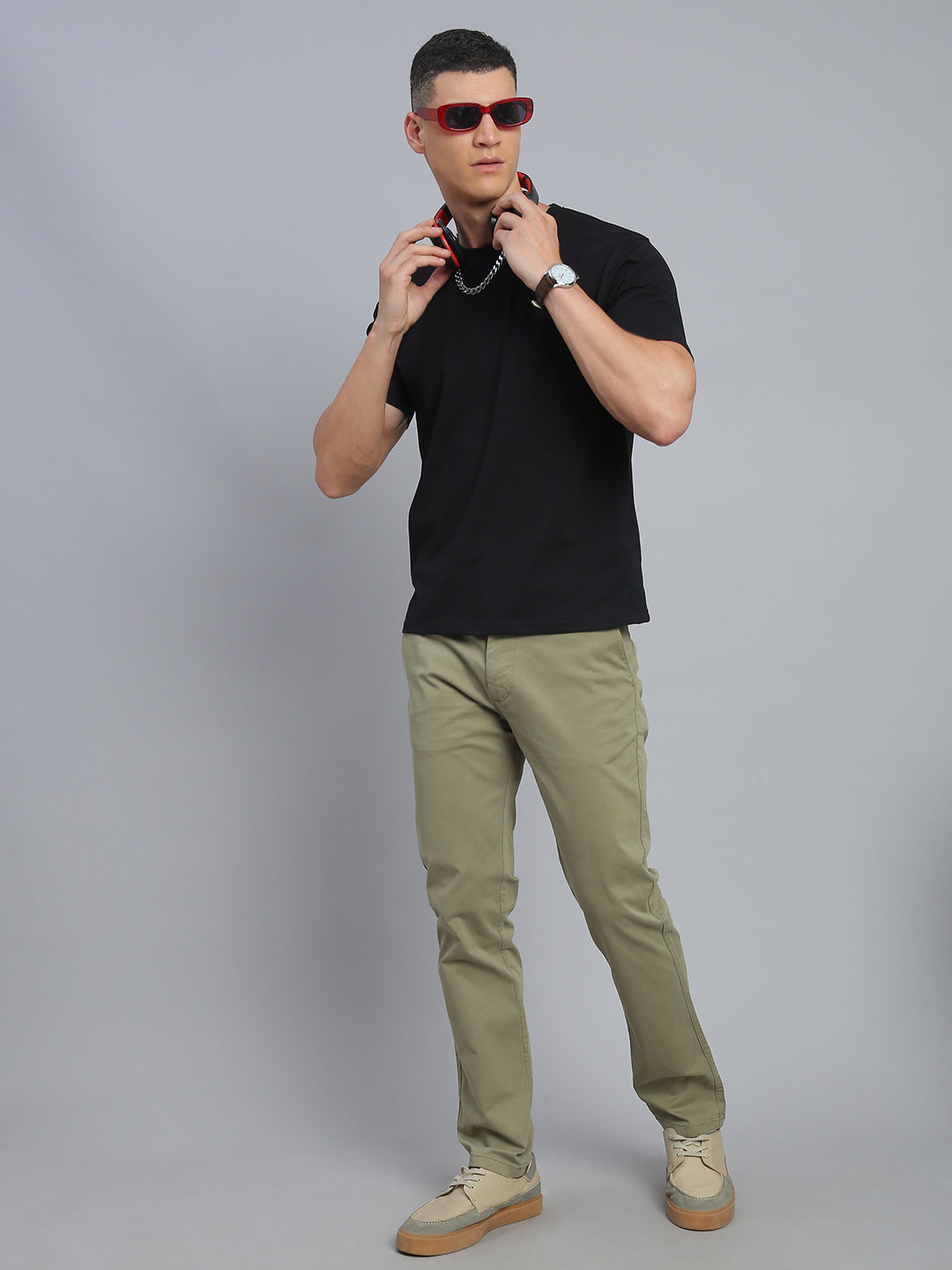 Sage Green Comfort Slim Fit Chinos Paint