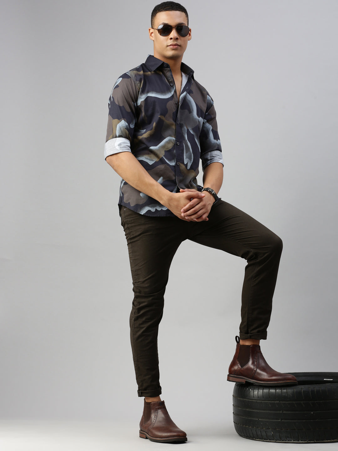 Satin Print Shirt Without Pocket