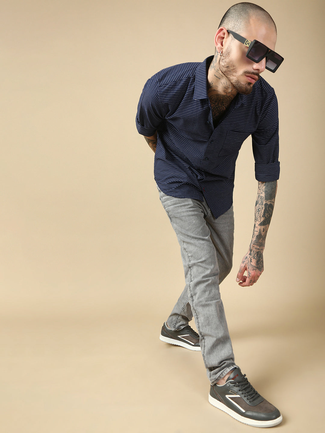 Stripe Full Sleeve Slim Shirt With Pocket