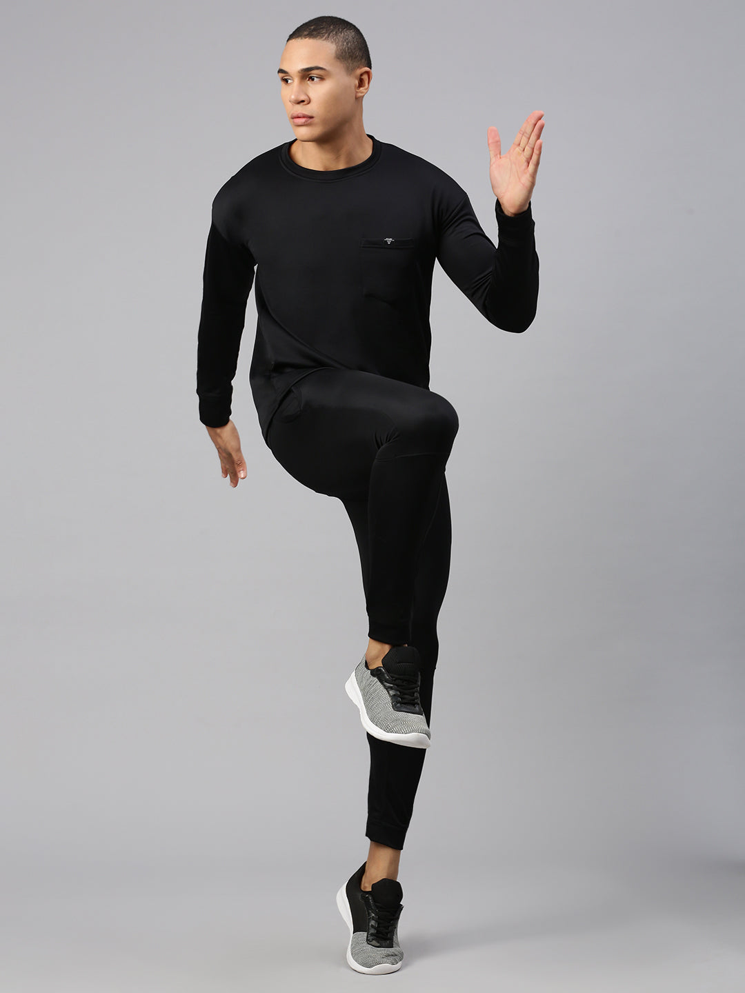 Black Cotton Polyster Looper Men's Lower