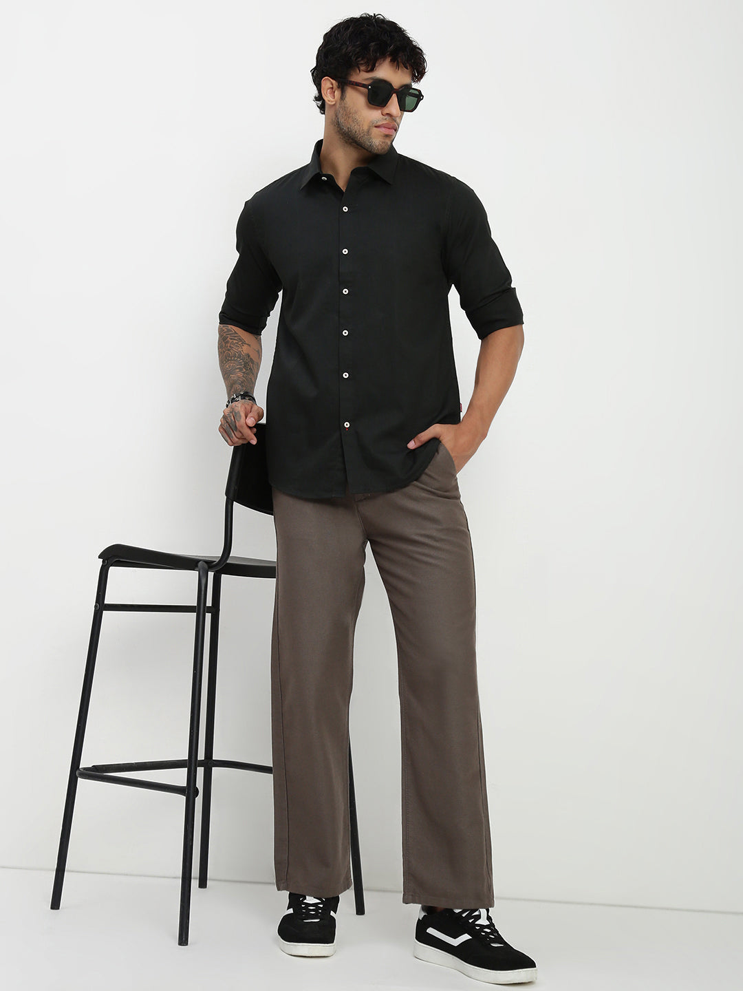 Mouse Relax Fit Cross Pocket Drill Linen Pants
