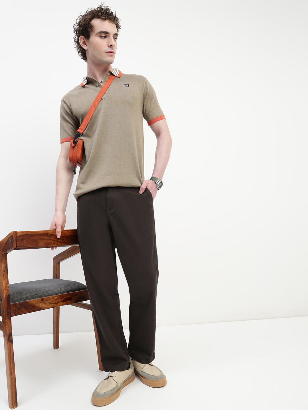 Dark Olive Straight Fit Cross Pocket Cotton Pants