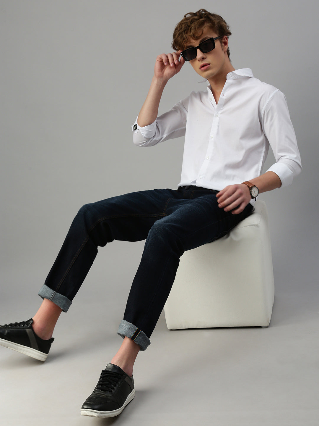 Dark Vintage Blue Slim Straight Fit Stretchable Jeans