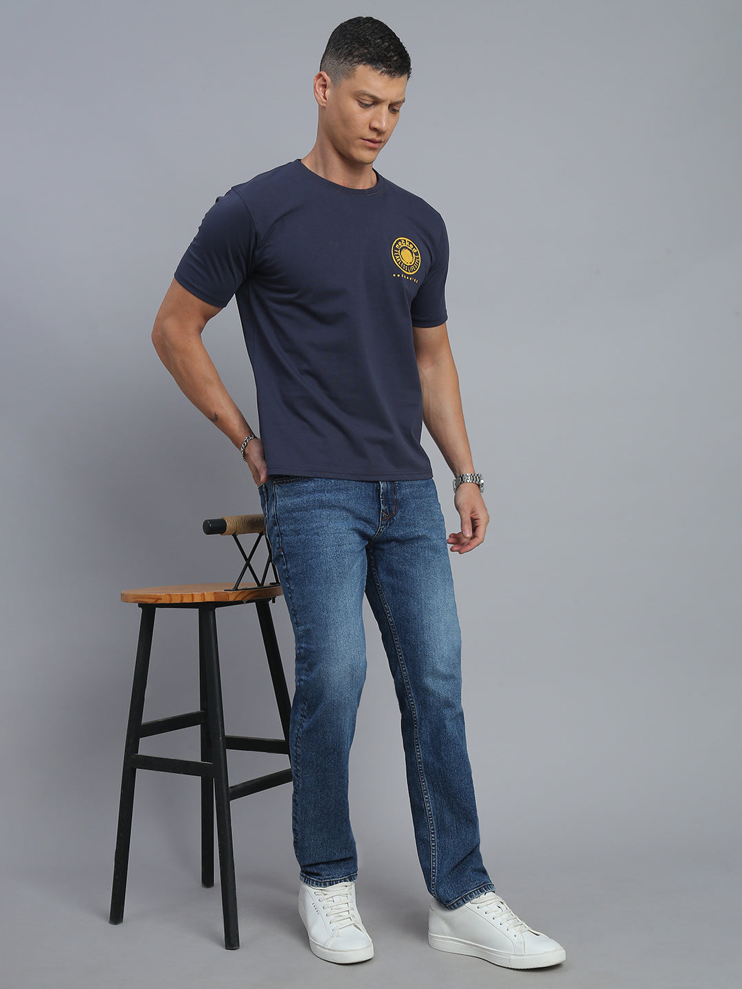 Mild Blue Regular Straight Fit Stretchable Jeans