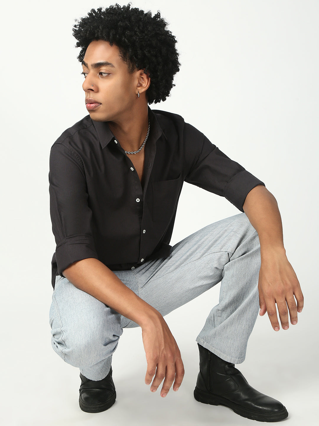 Brown Full Sleeve Slim Shirt With Pocket