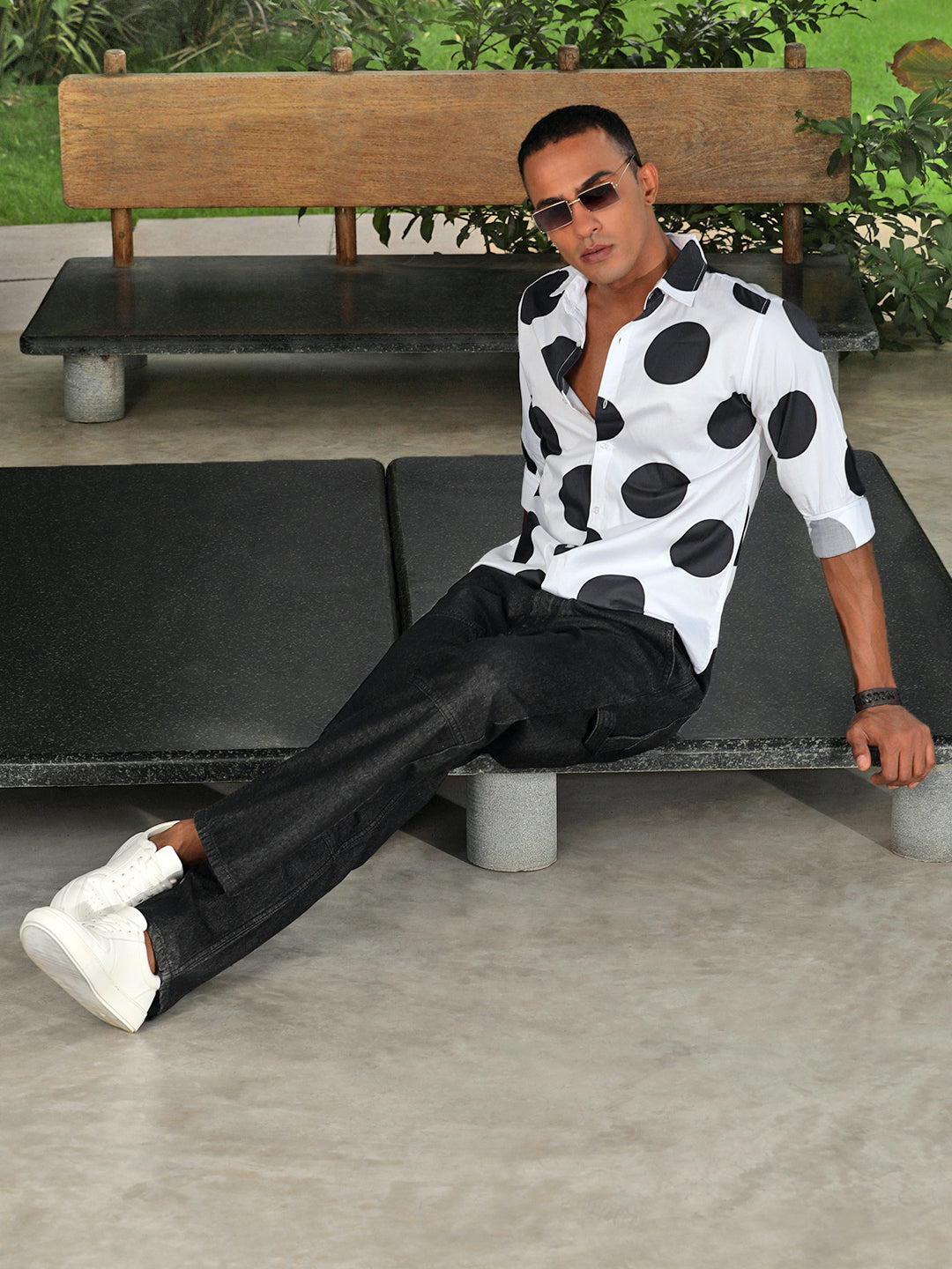 Printed Satin Giza Cotton Shirt Without Pocket