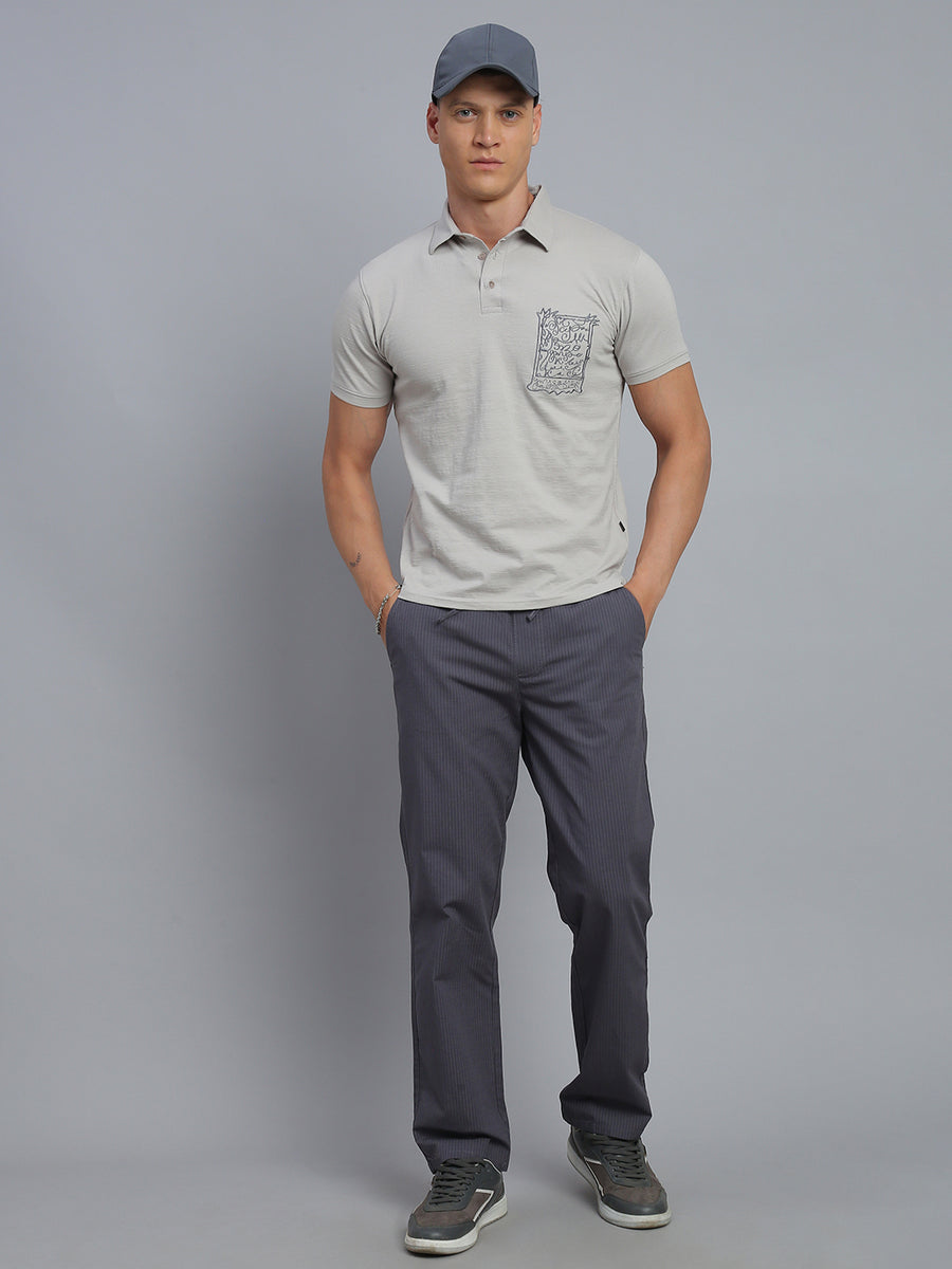 Grey Polo Cotton T-Shirt