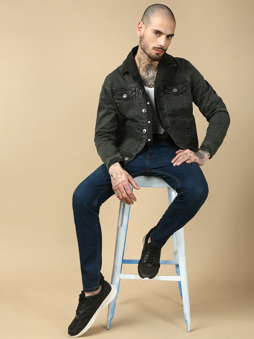 Olive Green Over Dyeing Slim Fit Jacket