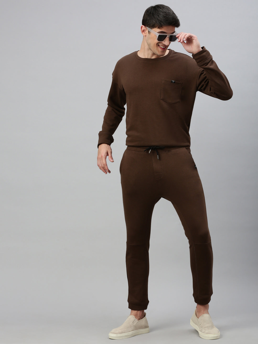 Brown Cotton Looper Men's Lower