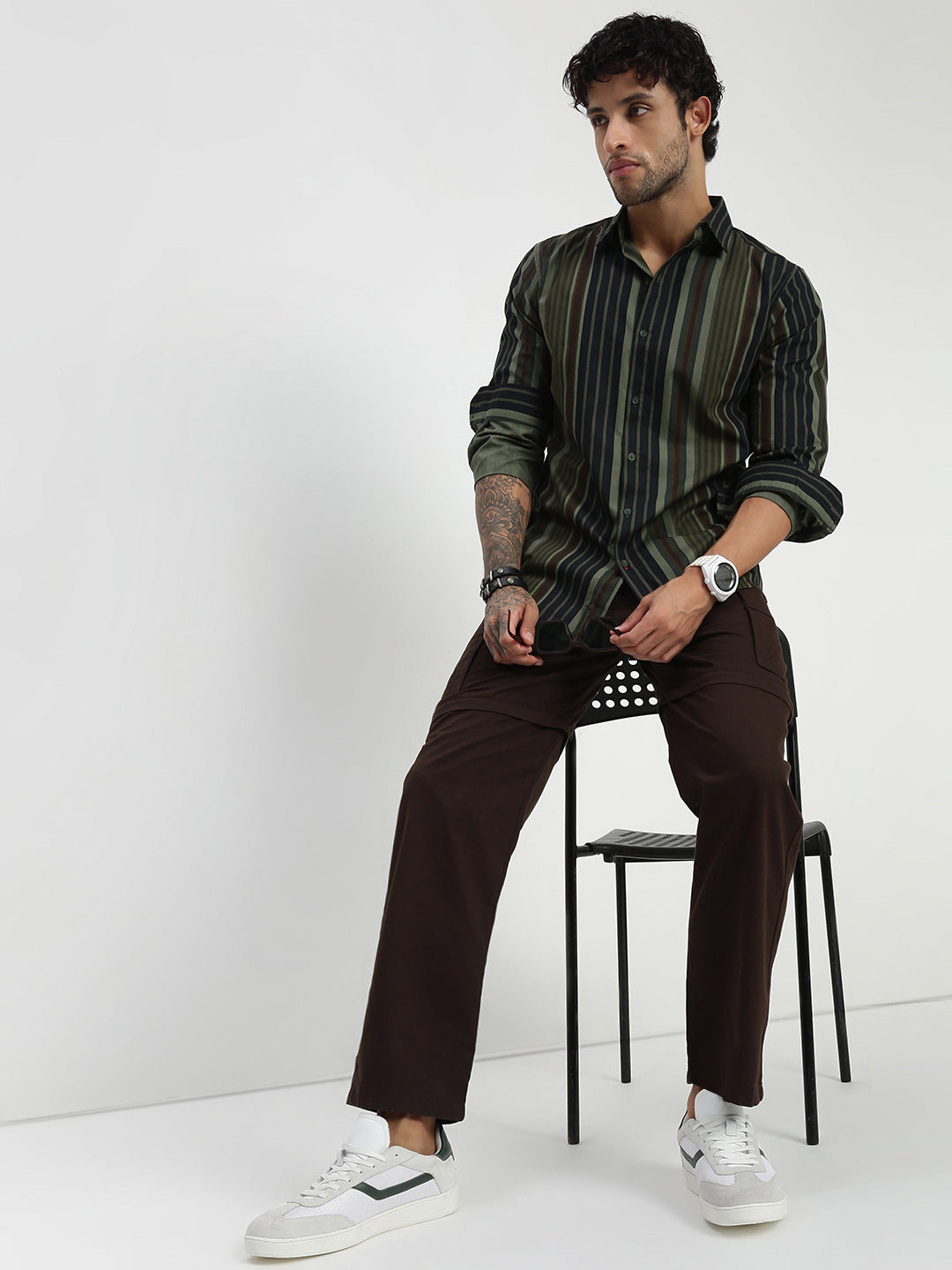 Dark Coffee  Detachable Convertable Regular Fit Cargo Paint