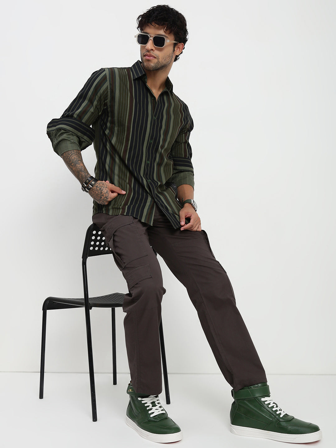 Dark Gray 9 Pocket Regular Fit Cargo Paint