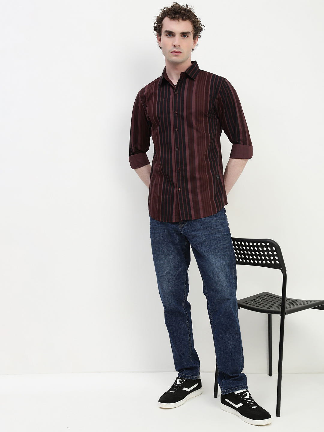 Stripe Full Sleeve Slim Fit Shirt Without Pocket