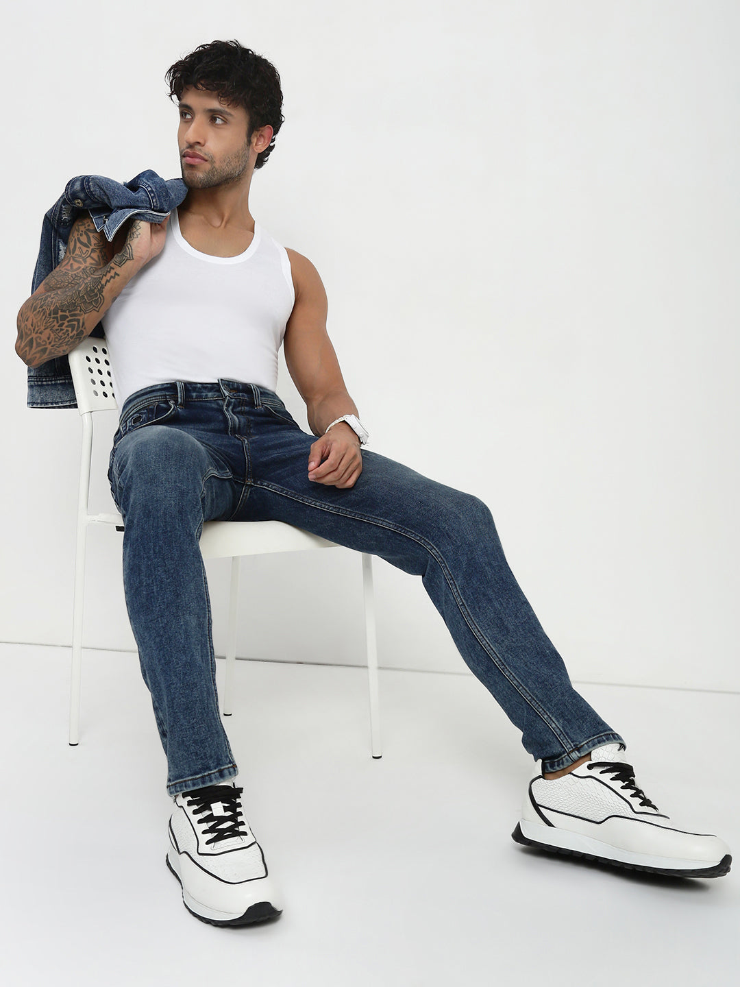 Vintage Blue Slim Fit Stretchable Jeans
