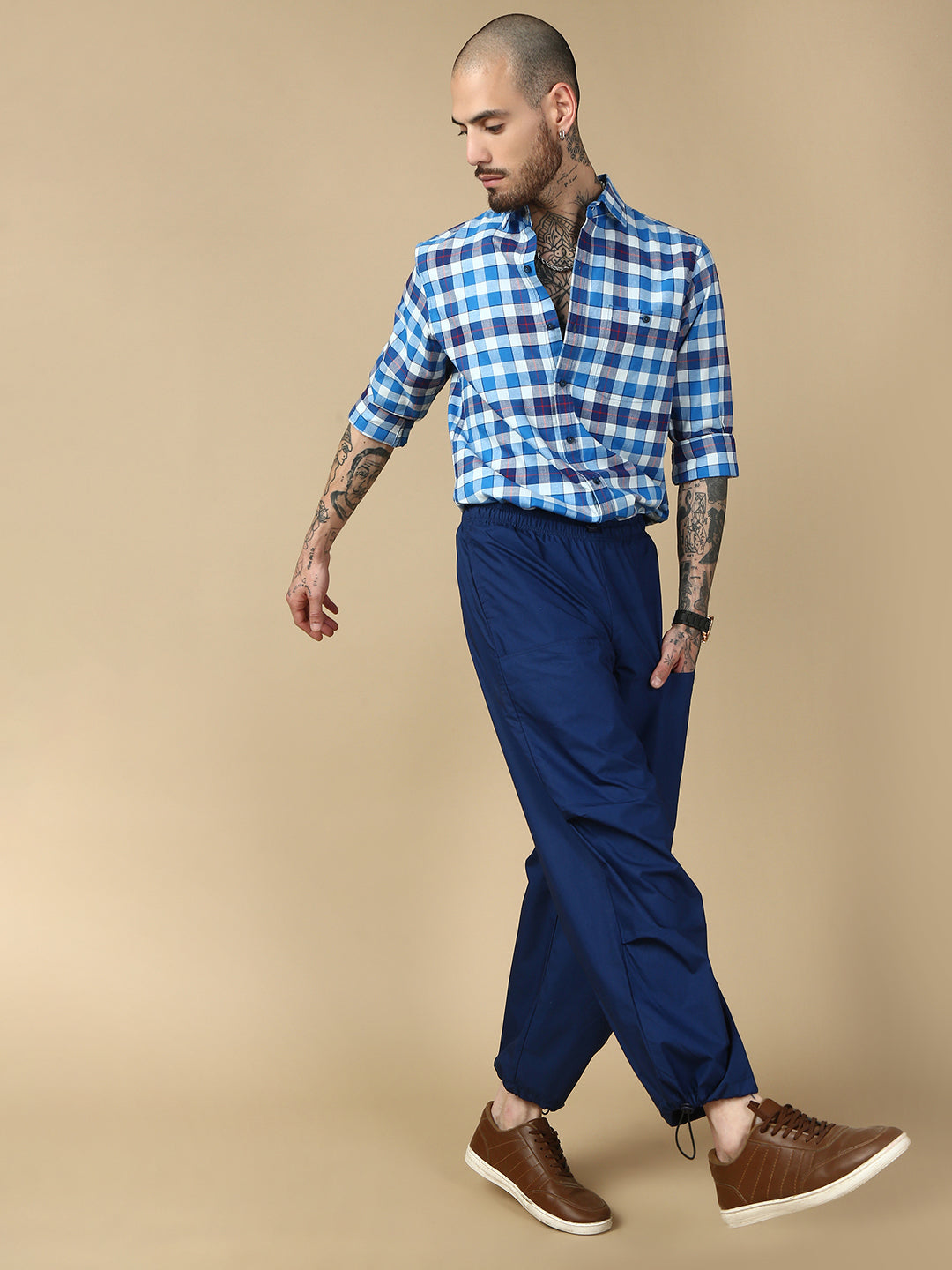Blue Parachute Cotton Pant