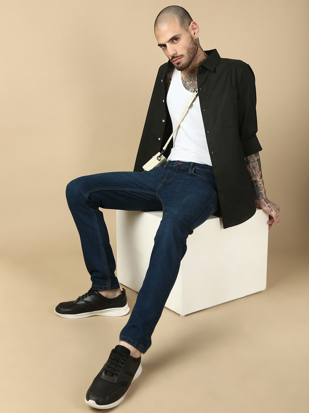 Vintage Dark Blue Slim Fit Stretchable Jeans