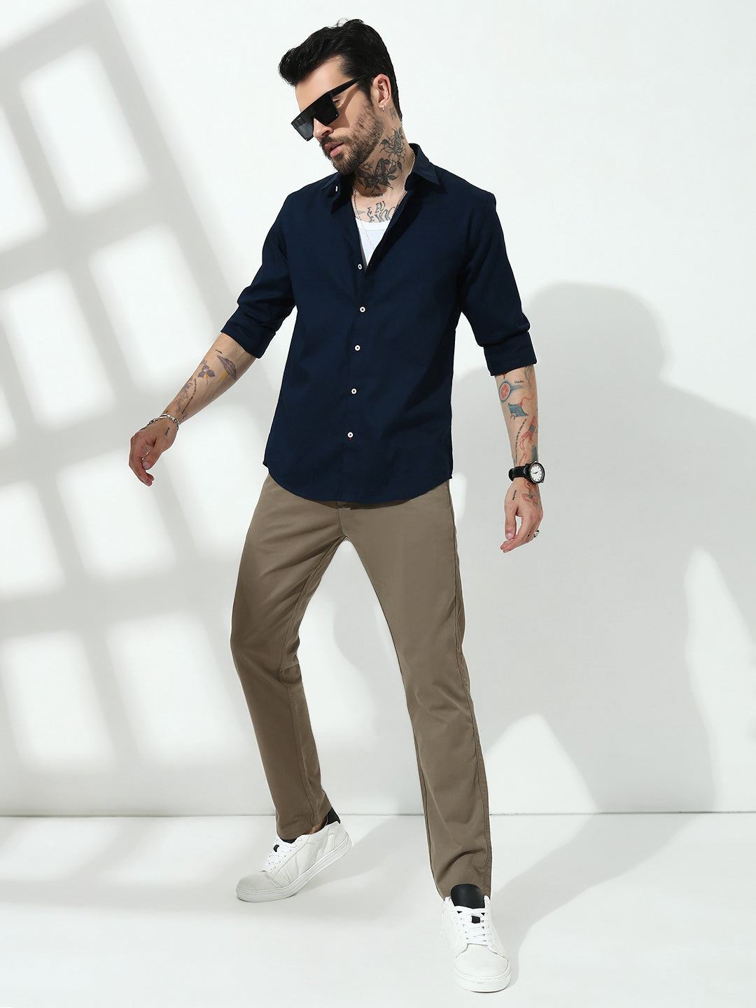 Khakhi Comfort Slim Fit Cross Pocket Chinos Pants