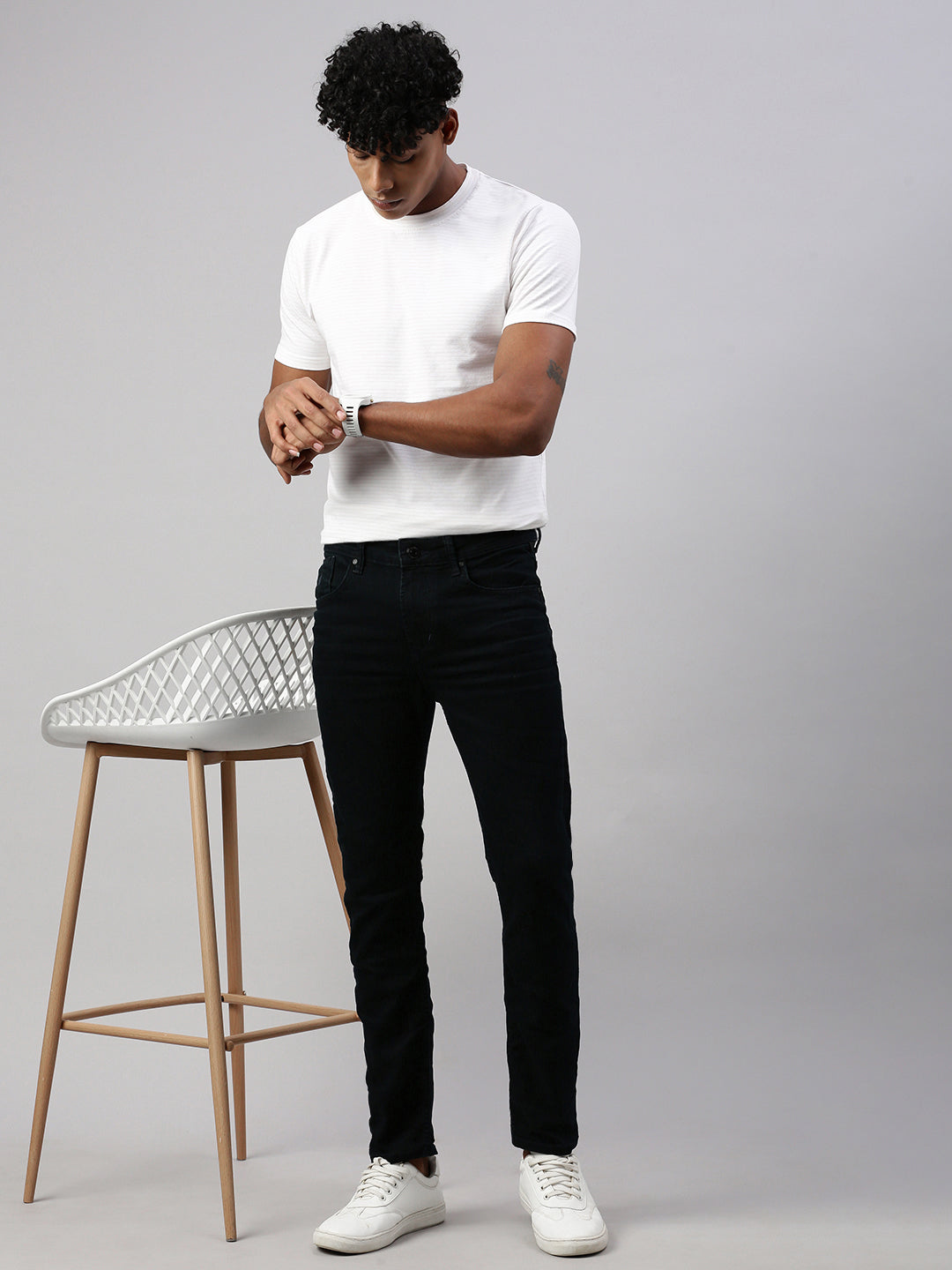 Blue Green Raw Wash Slim Fit Jeans