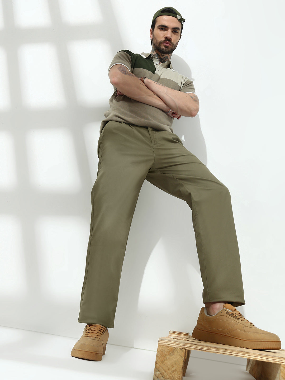 Sage Green Straight Fit Cotton Pant