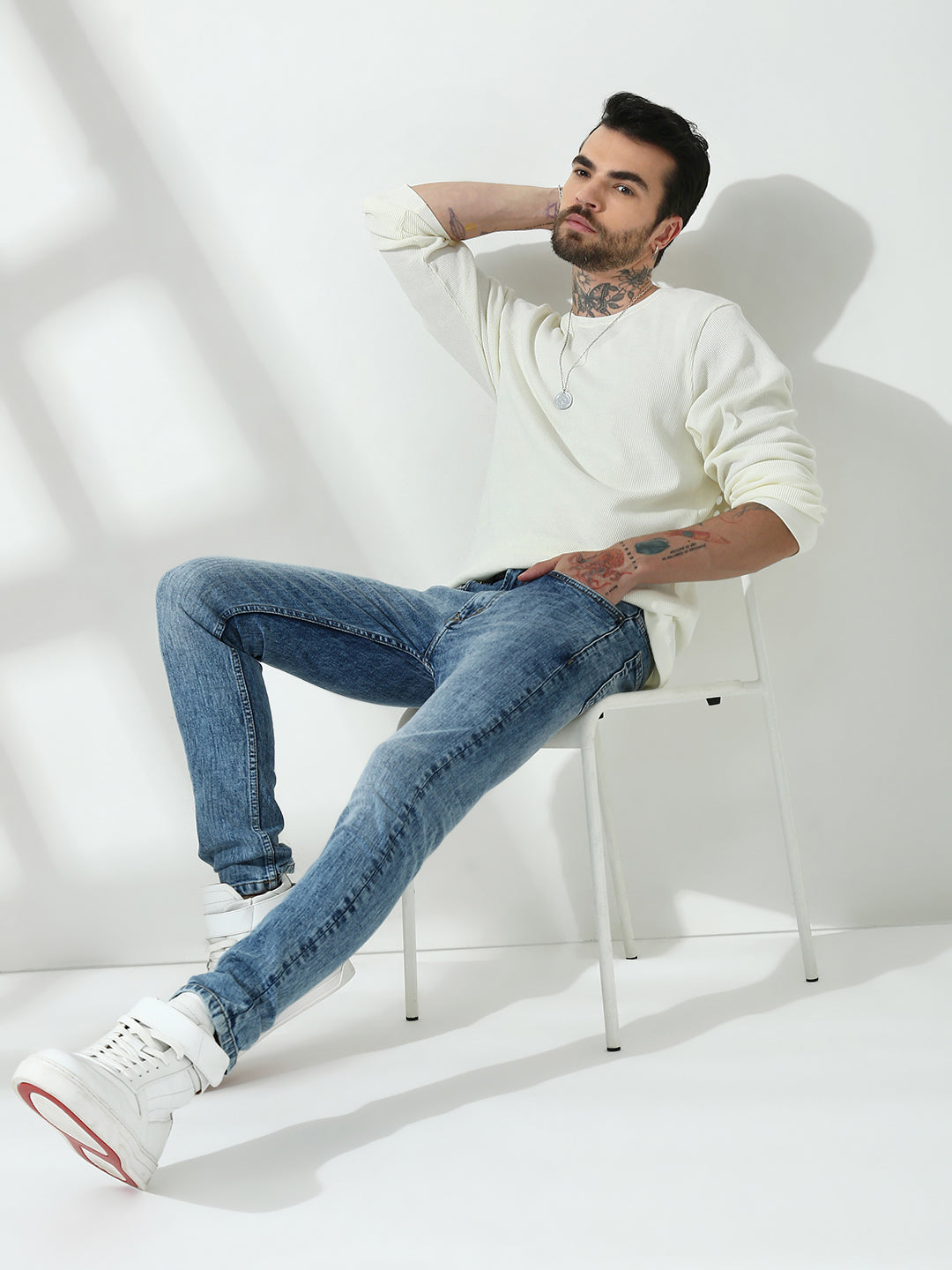 Light Blue Stretch Trapped Fit Jeans