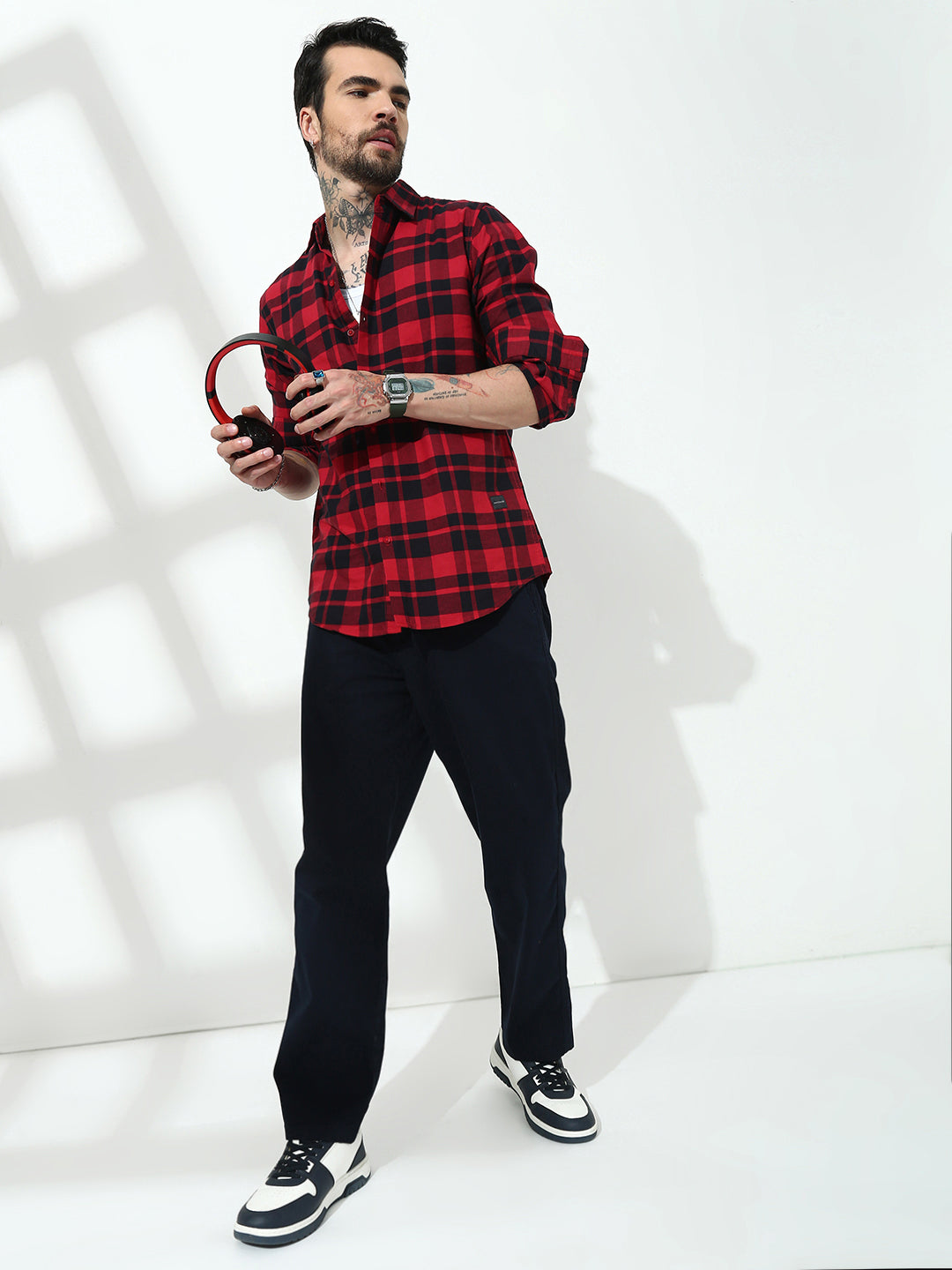 Navy Straight Fit Cotton Cross Pocket Pant