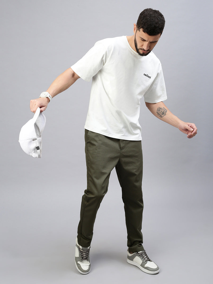 Oil Green Slim Fit Men’s Cotton Pants