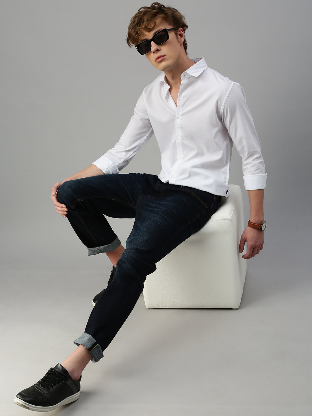 White Herringbone Shirt Without Pocket