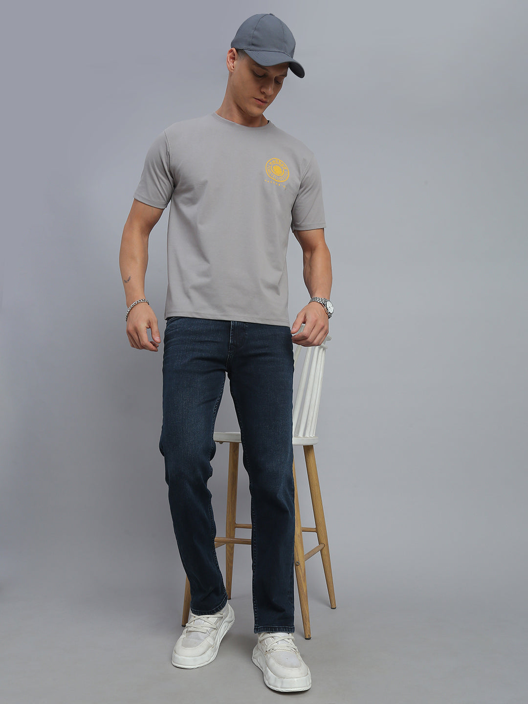 Grey Polo Cotton T-Shirt