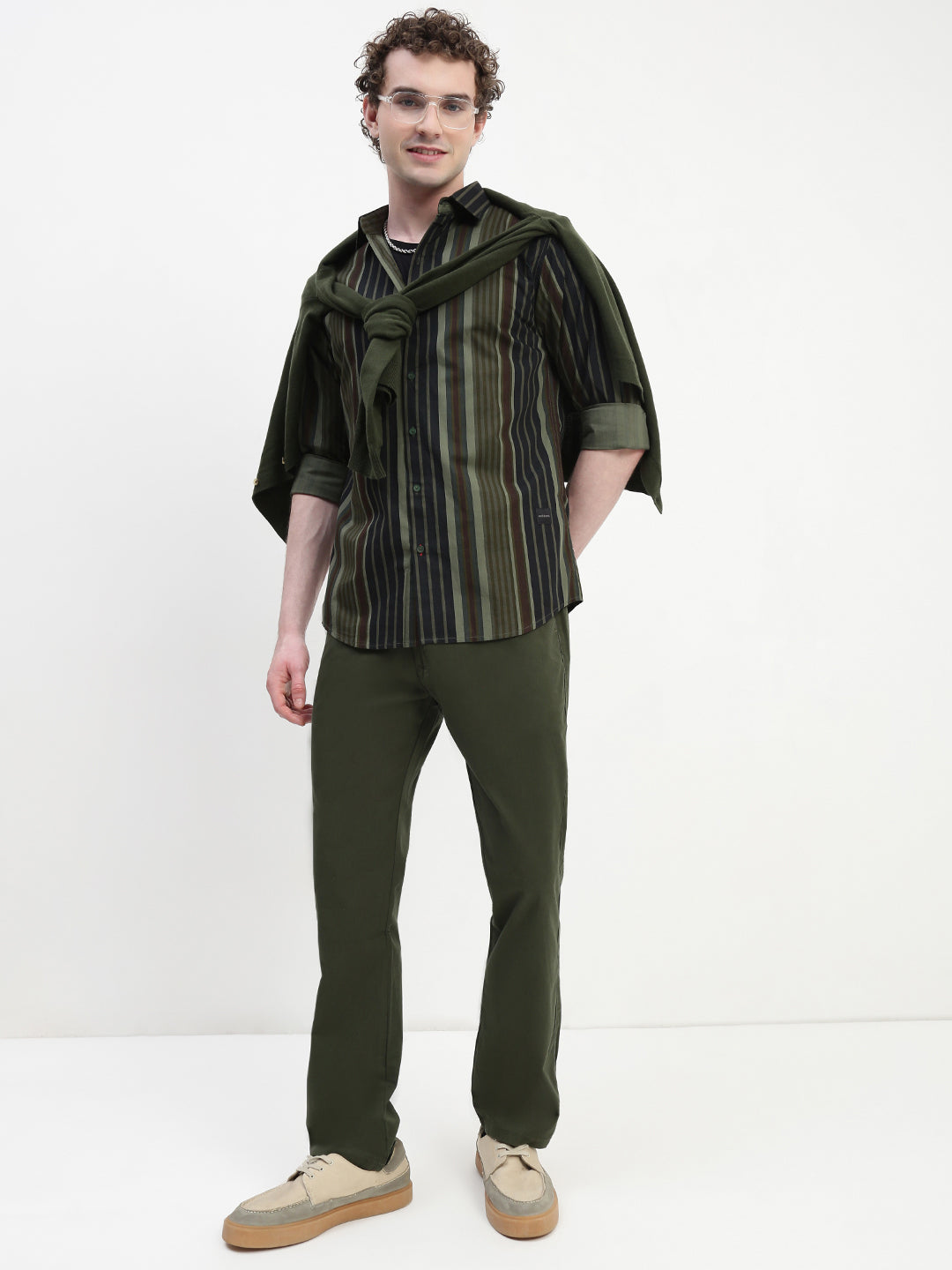 Stripe Full Sleeve Slim Fit Shirt Without Pocket