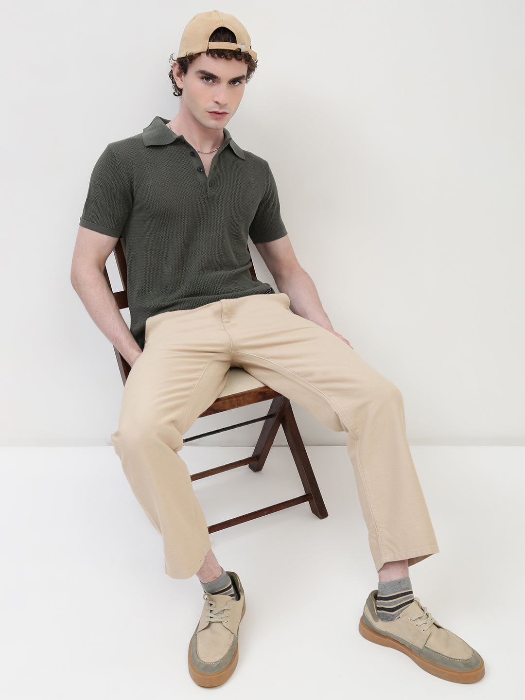Polo See Through Olive Cotton T-Shirt