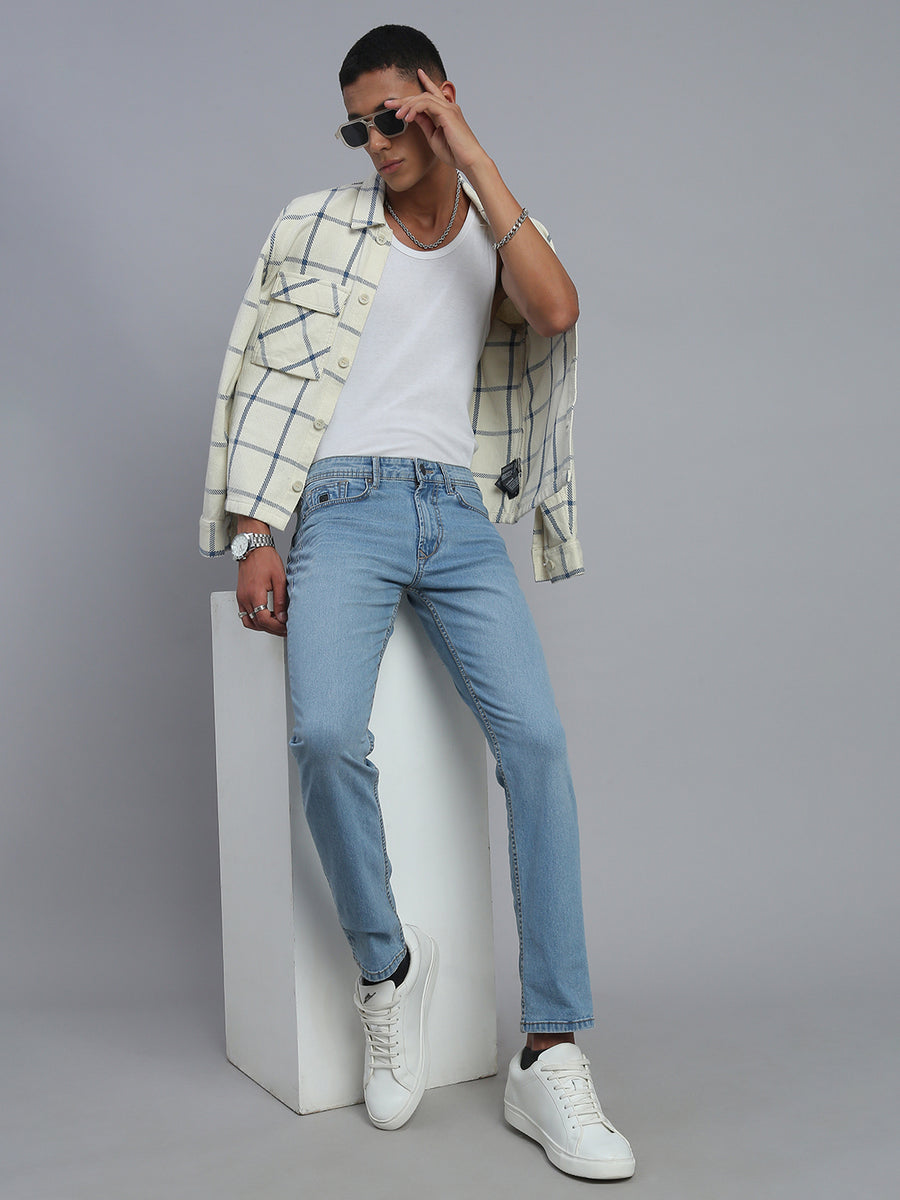 Ice Blue Comfort Slim Fit Stretchable Jeans