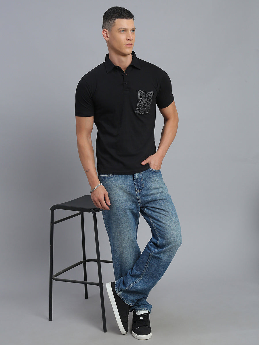 Black Polo Cotton T-Shirt