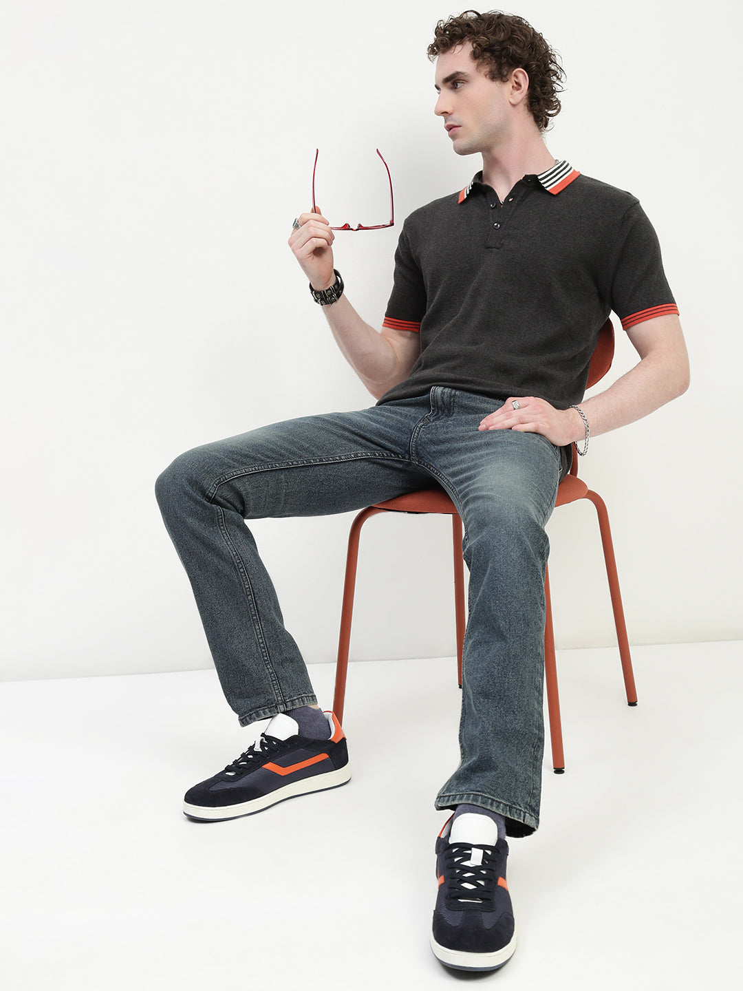 Antra Melange Polo Cotton T-Shirt