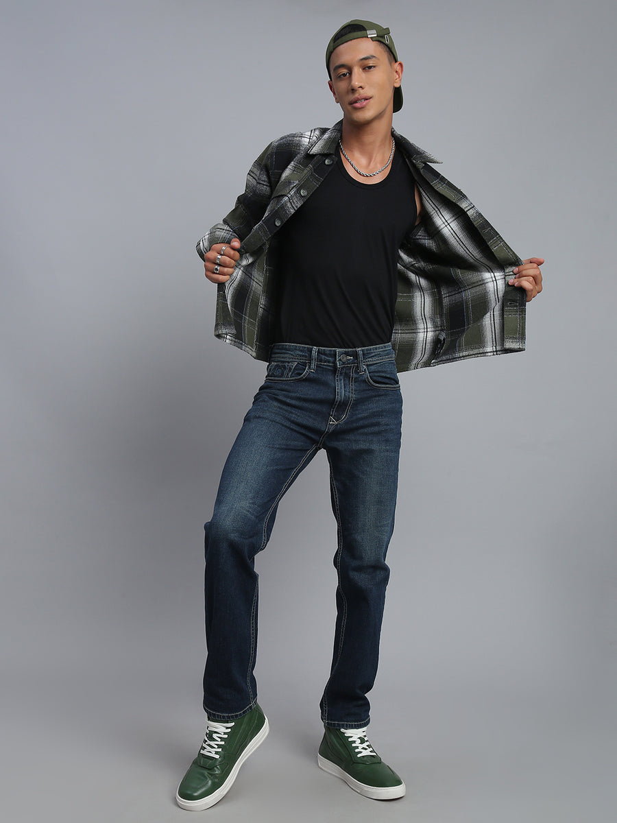 Dark Blue Vintage Regular Straight Fit Stretchable Jeans