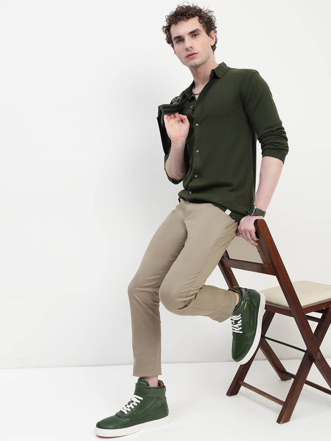 Dark Beige Comfort Fit Chinos Paint