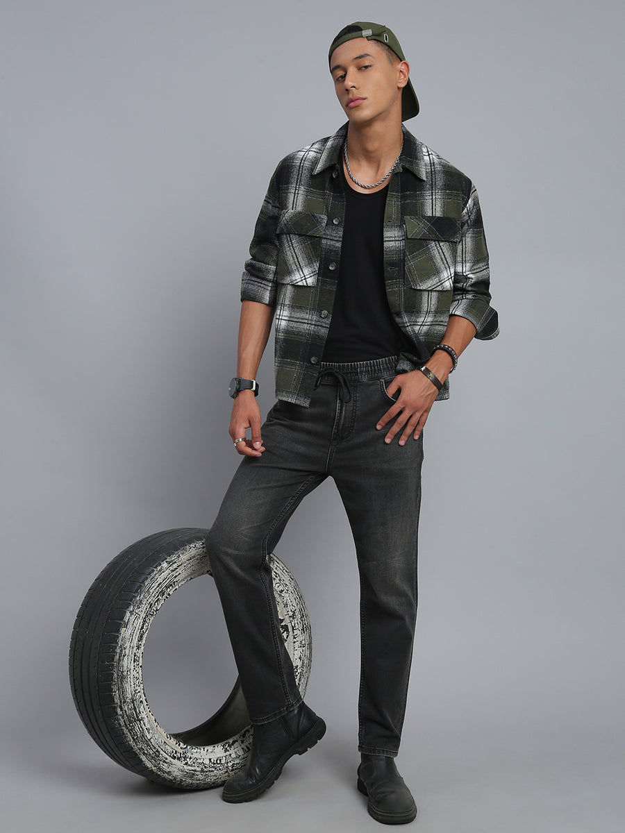 Charcoal Black Relax Fit Stretchable Jeans